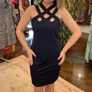Gretchen Scott hotsie totsie Crisscross Dress Navy XS NWT